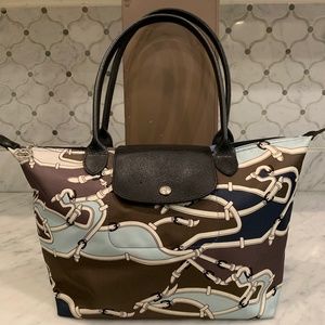 Longchamp LePliage Galop Tote Bag 70th Anniversary Limited Edition Pilot Blue